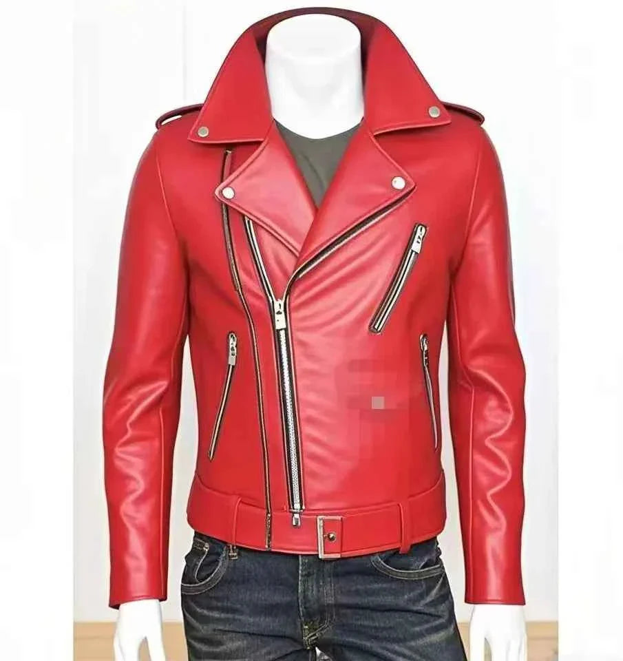 Unisex Oversized Button-down PU Leather Coat with Multiple Zippers Polo Jacket, with Many Zippers