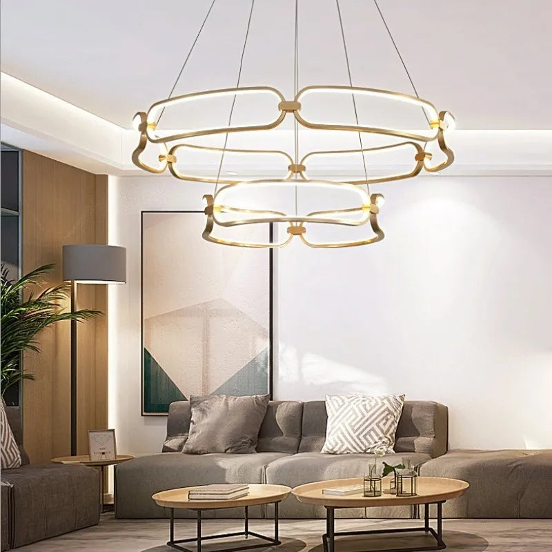 DecorBites™ Adara Luxury LED Chandelier: Modern Ring Light for Home Interior Decoration