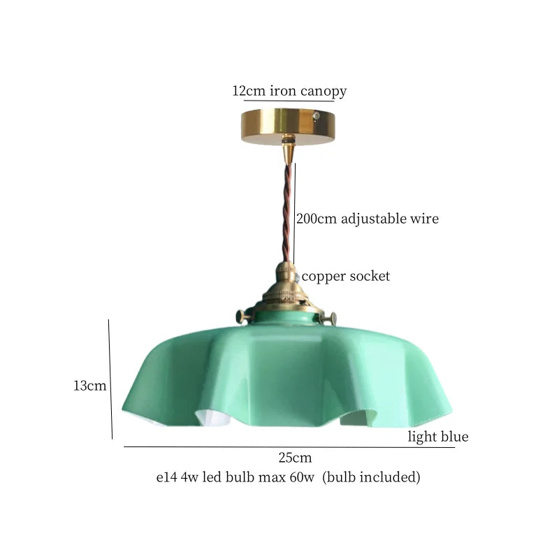 DecorBites™ Green Glass LED Pendant Light for Home Decor and Cafe Lighting