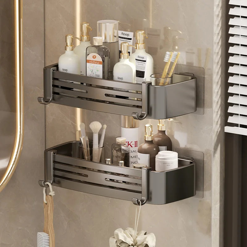 DecorBites™ Corner Shelf Organizer: Wall Mounted Storage Rack for Bathroom and Kitchen
