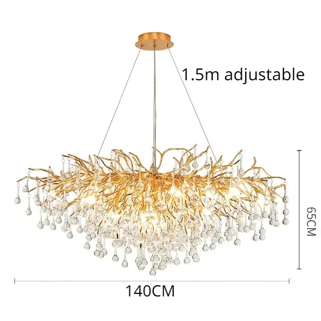 DecorBites™ Golden Chandelier Modern Luxury LED Glossy Ceiling Lamp
