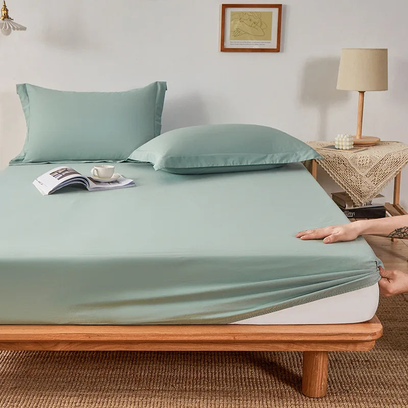 DecorBites™ Cotton Fitted Sheet Set Cozy Bedsheet Pillowcases King Twin Queen Full Size