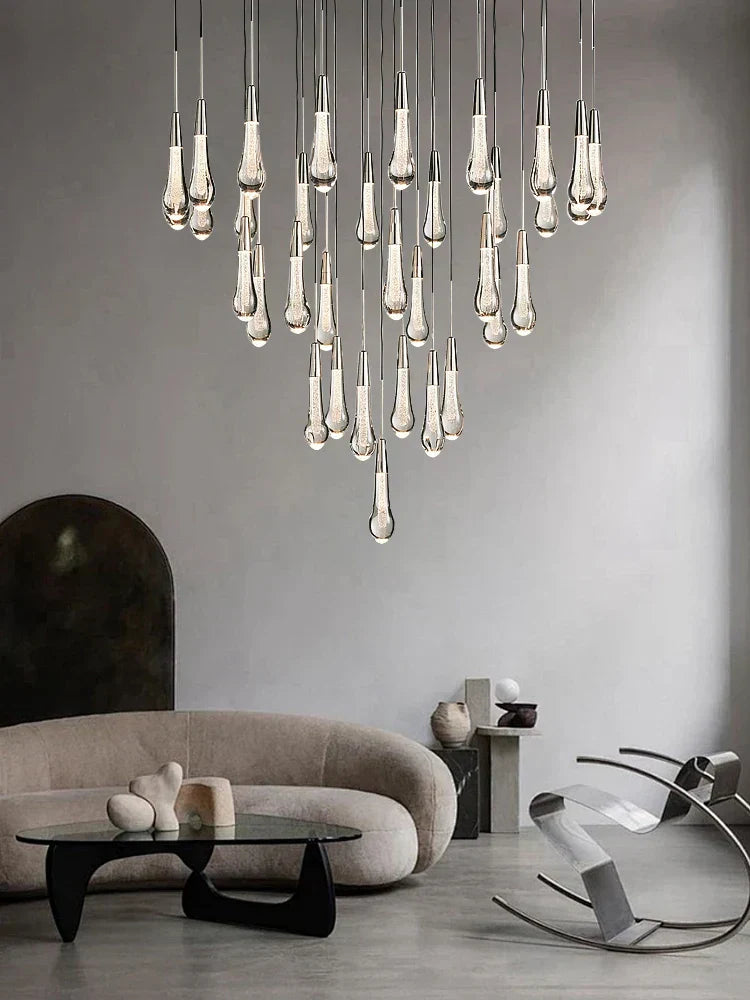 DecorBites™ Crystal Water-drop Chandelier Light Fixture - Luxury Stairwell Decor