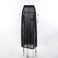Goth Mesh Side Slit Skirt Lace Up
