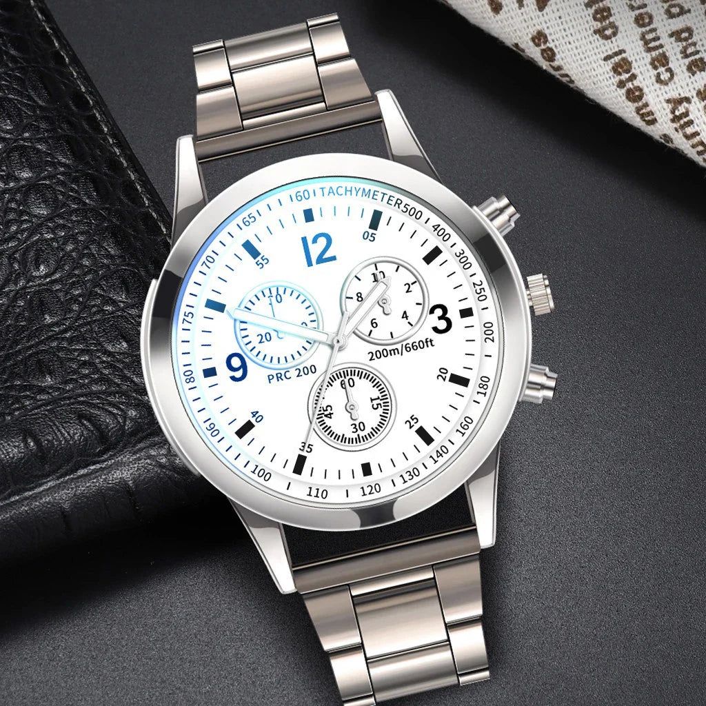 Men's Business Quartz Watch with Stainless Steel Band & Bracelet – 40mm Case (Single or 2-Pack)