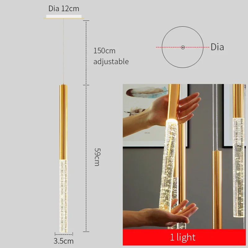 DecorBites™ Crystal Staircase Chandelier - Modern Gold LED Lighting for Living Room