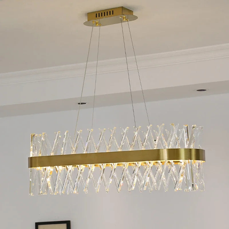 DecorBites™ Gold Crystal Chandelier LED Light for Dining and Living Room