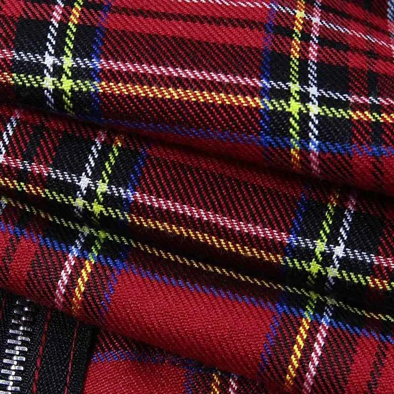 Women Plaid Punk Streetwear Zipper Sweatshirt