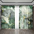 DecorBites™ Green Marble Rod Pocket Curtains for Home Decoration
