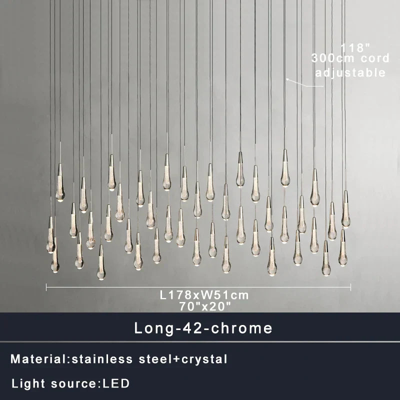 DecorBites™ Crystal Water-drop Chandelier Light Fixture - Luxury Stairwell Decor
