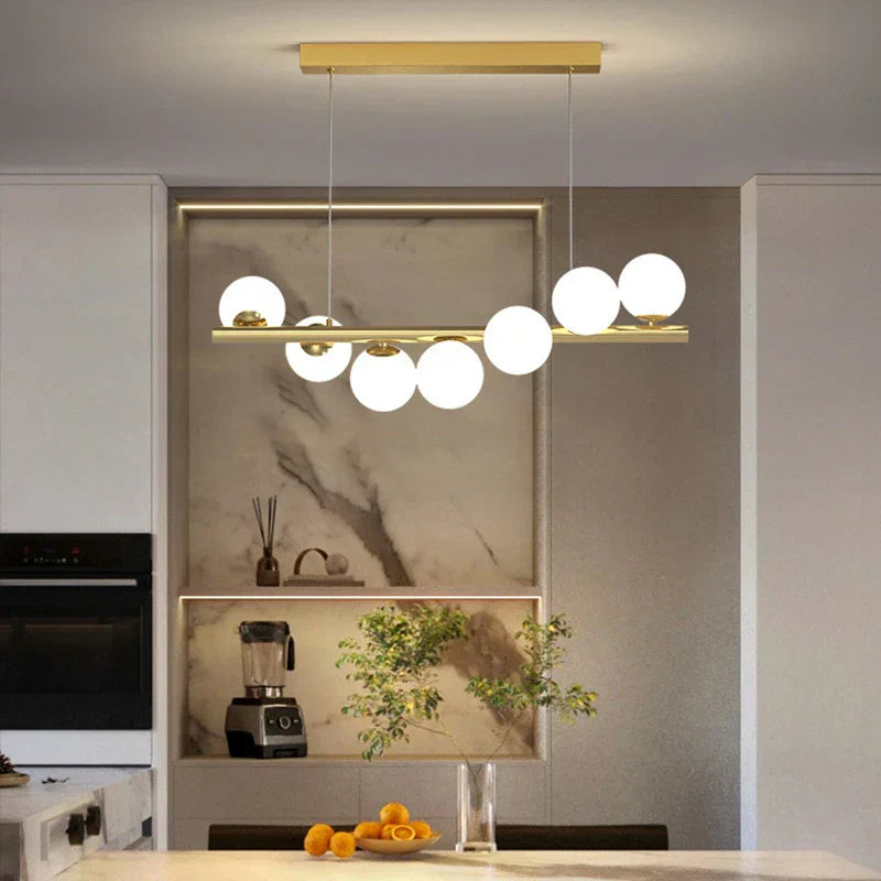 DecorBites™ Glass Ball Gold Chandelier: Nordic Style Dining Room Kitchen Lighting