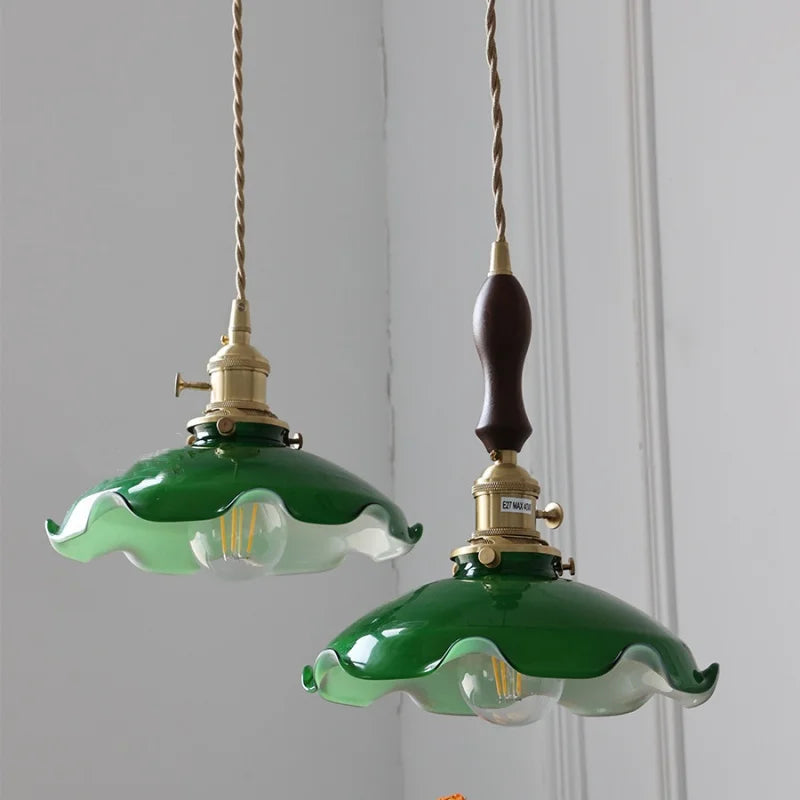 DecorBites™ Green Glass Adjustable LED Pendant Lamp - Modern Nordic Hanging Light