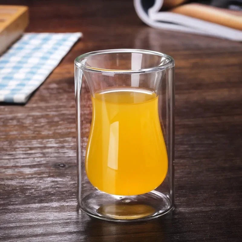 DecorBites™ Double Bottom Glass Mug for Wine, Whiskey, Coffee, Tea, Juice, Water - Wholesale