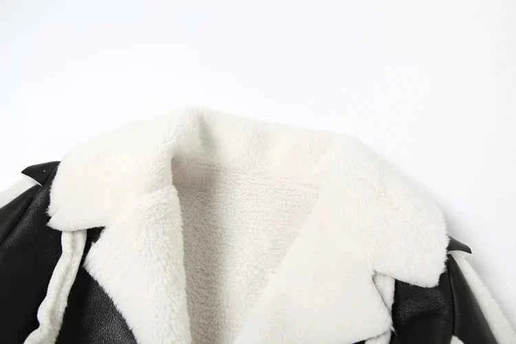 Furry Patchwork Women's Crop Jacket Warm Outwear Basic