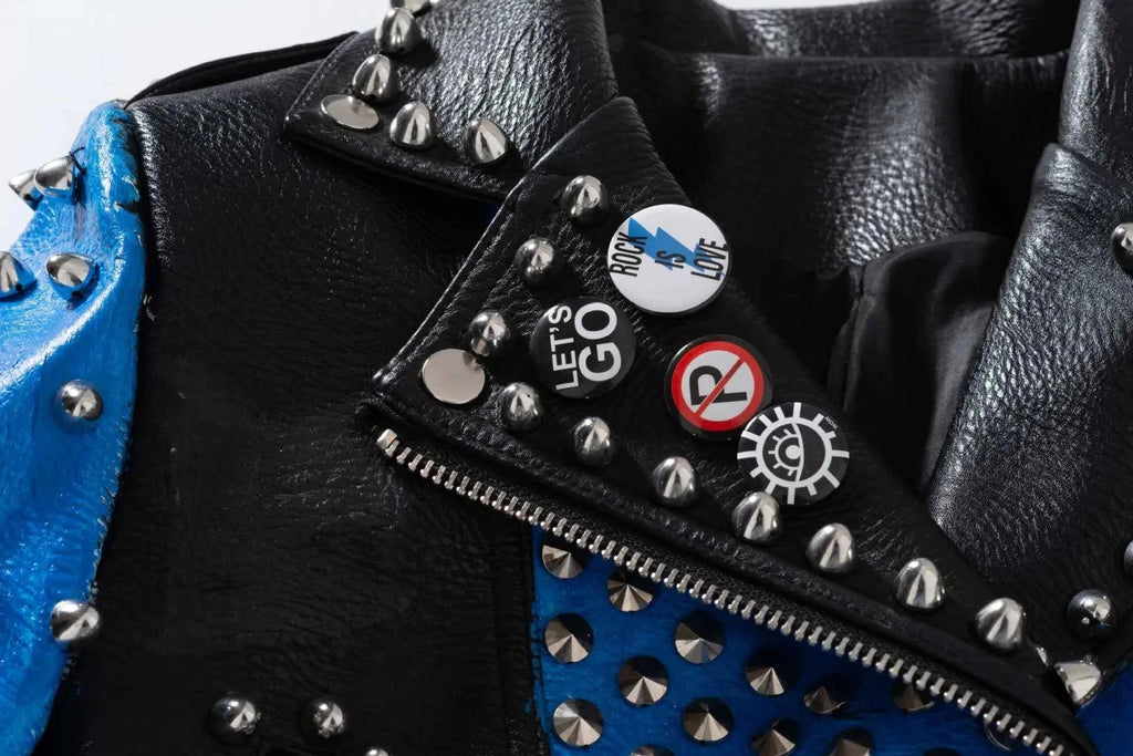 Faux Leather Jacket for Women Graffiti Print Punk Studded Slim Cropped Motorcycle Jackets