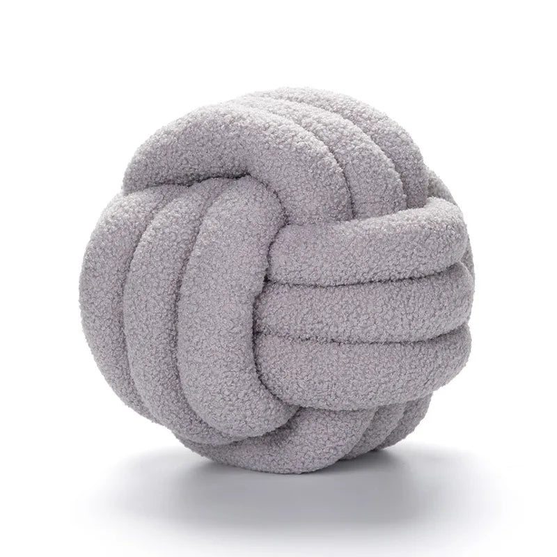 DecorBites™ Handmade Knotted Boucle Circle Plush Pillow Brown