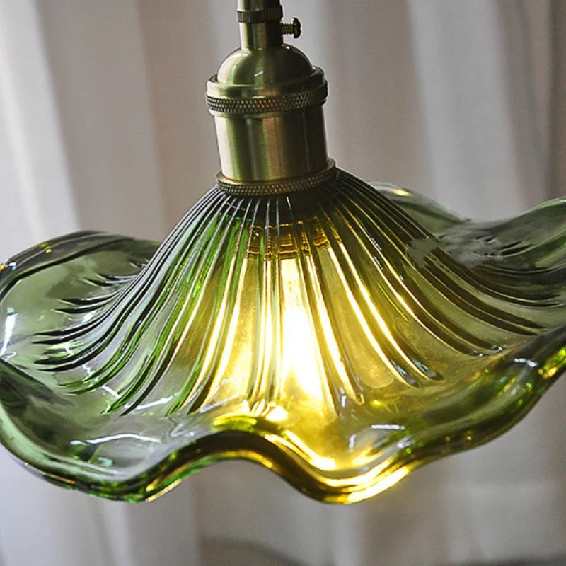DecorBites™ Green Flower Glass Pendant Light - Modern Kitchen Bar Restaurant Hanging Lamp