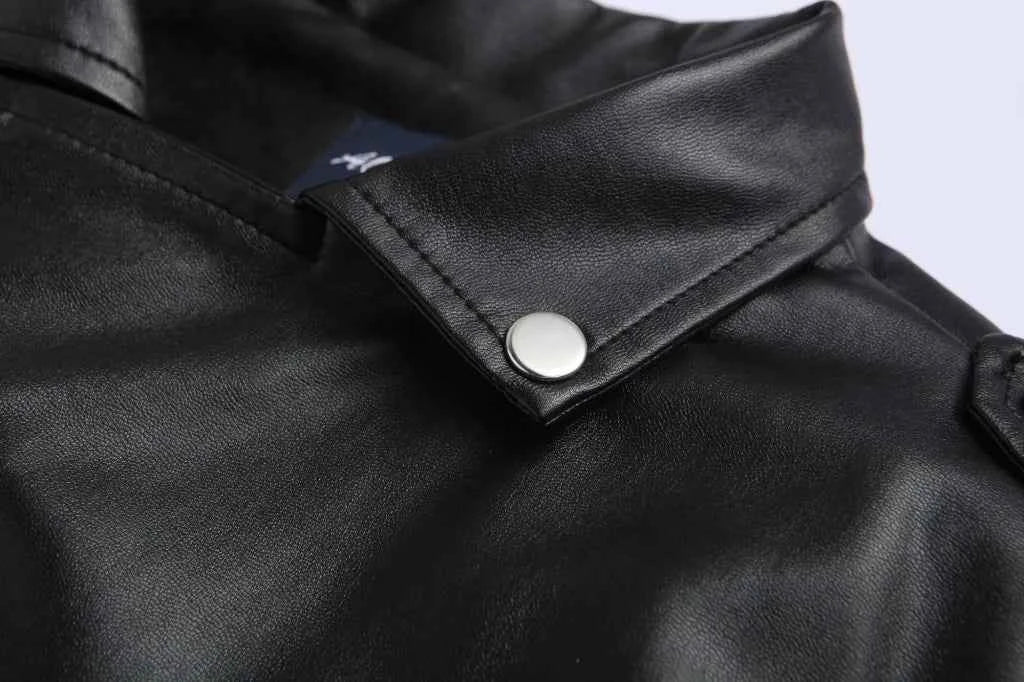 Men's PU Leather Motorcycle Fashion Slim Fit Leather Coat