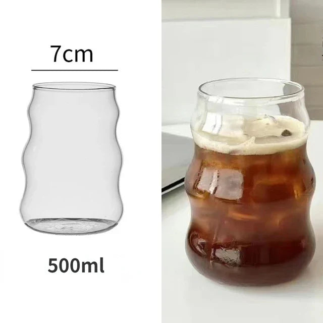 DecorBites™ Heat-Resistant Stripe Glass Cup for Home and Office Drinkware