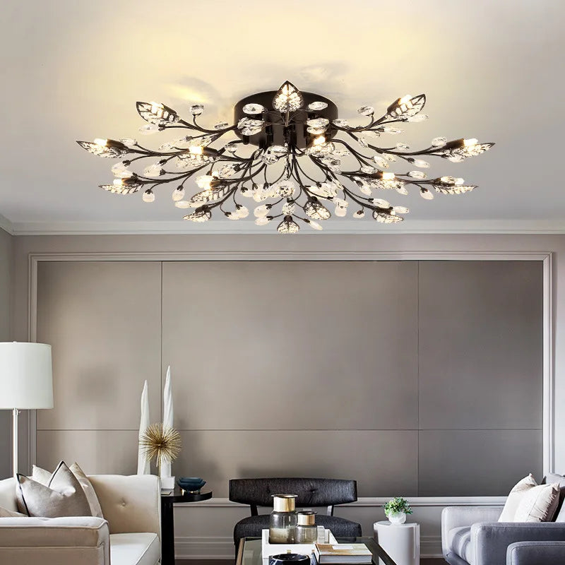DecorBites™ Crystal Ceiling Chandelier LED Fixture Lights for Living Room Bedroom by Samsarah Lighting