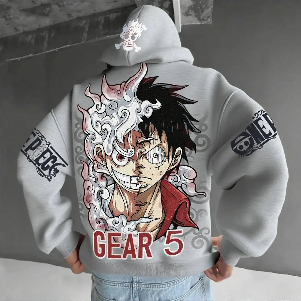 One Piece Luffy Gear 5 Nika Oversized Anime Hoodie