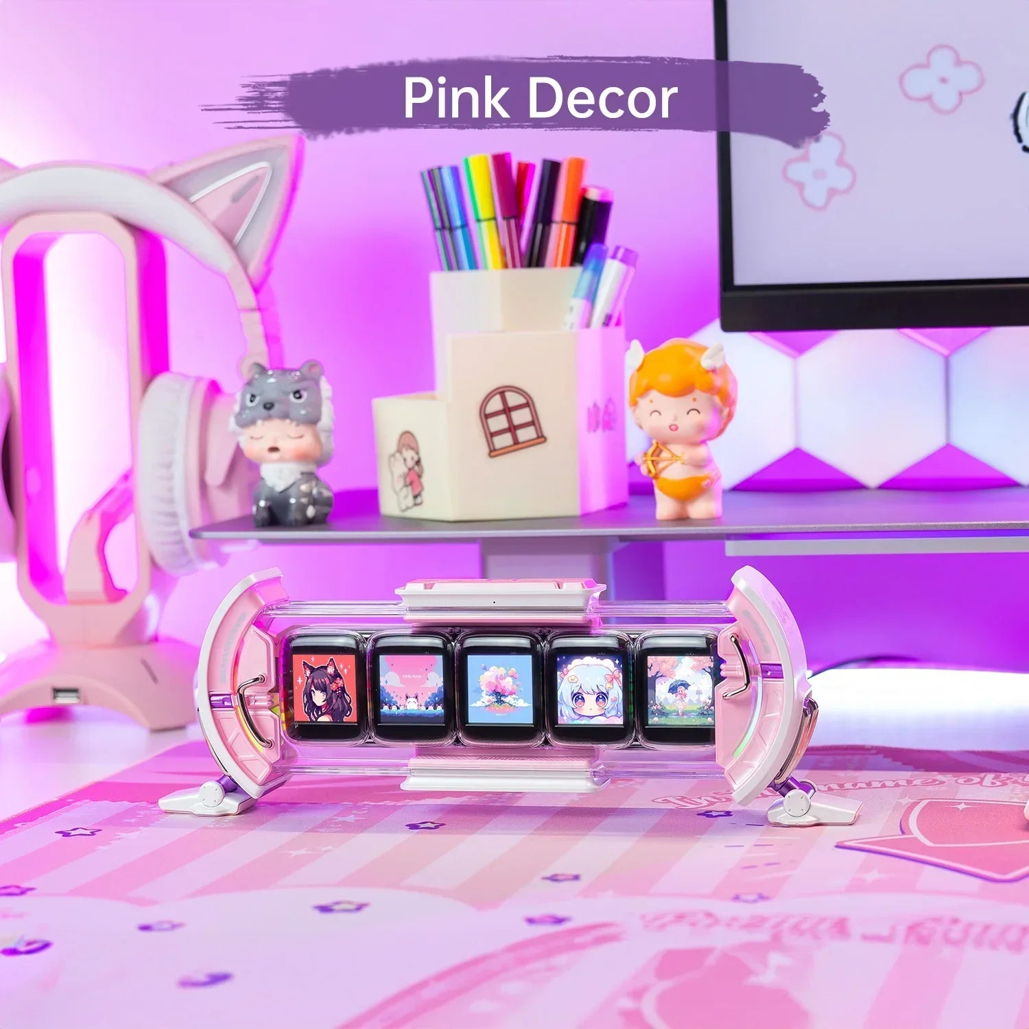 DecorBites™ Cute Gaming Digital Clock with Smart App Control and Weather Forecast, Stock Updates
