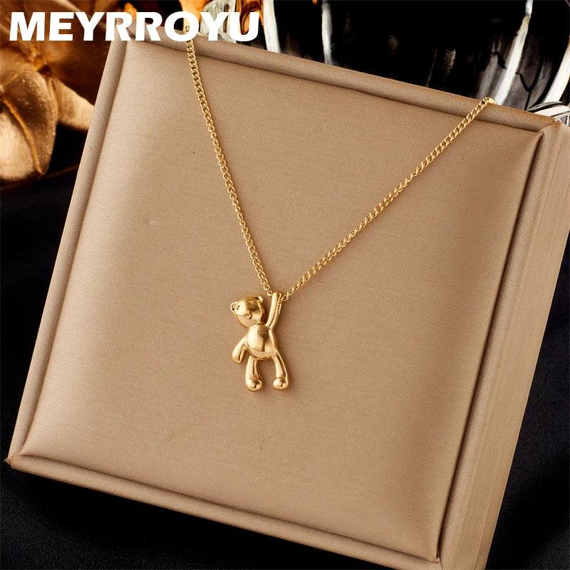 Fashion SS Bear Pendant Necklace