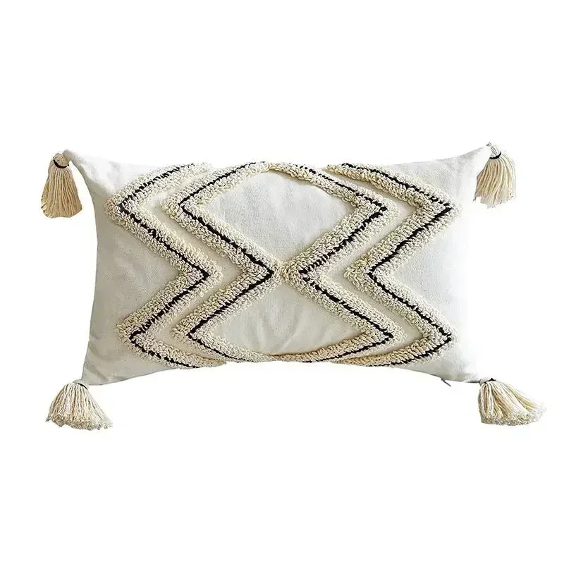 DecorBites™ Geometric Tufted Tassel Cushion Cover 30x50cm/45x45cm