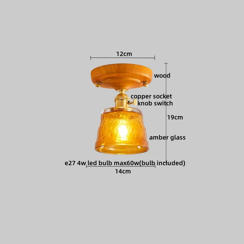 DecorBites™ Copper Wood LED Ceiling Lamp Modern Indoor Lighting Fixtures