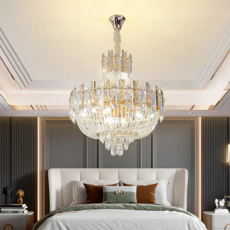 DecorBites™ French Bead Chain Crystal Chandelier for Luxury Spaces