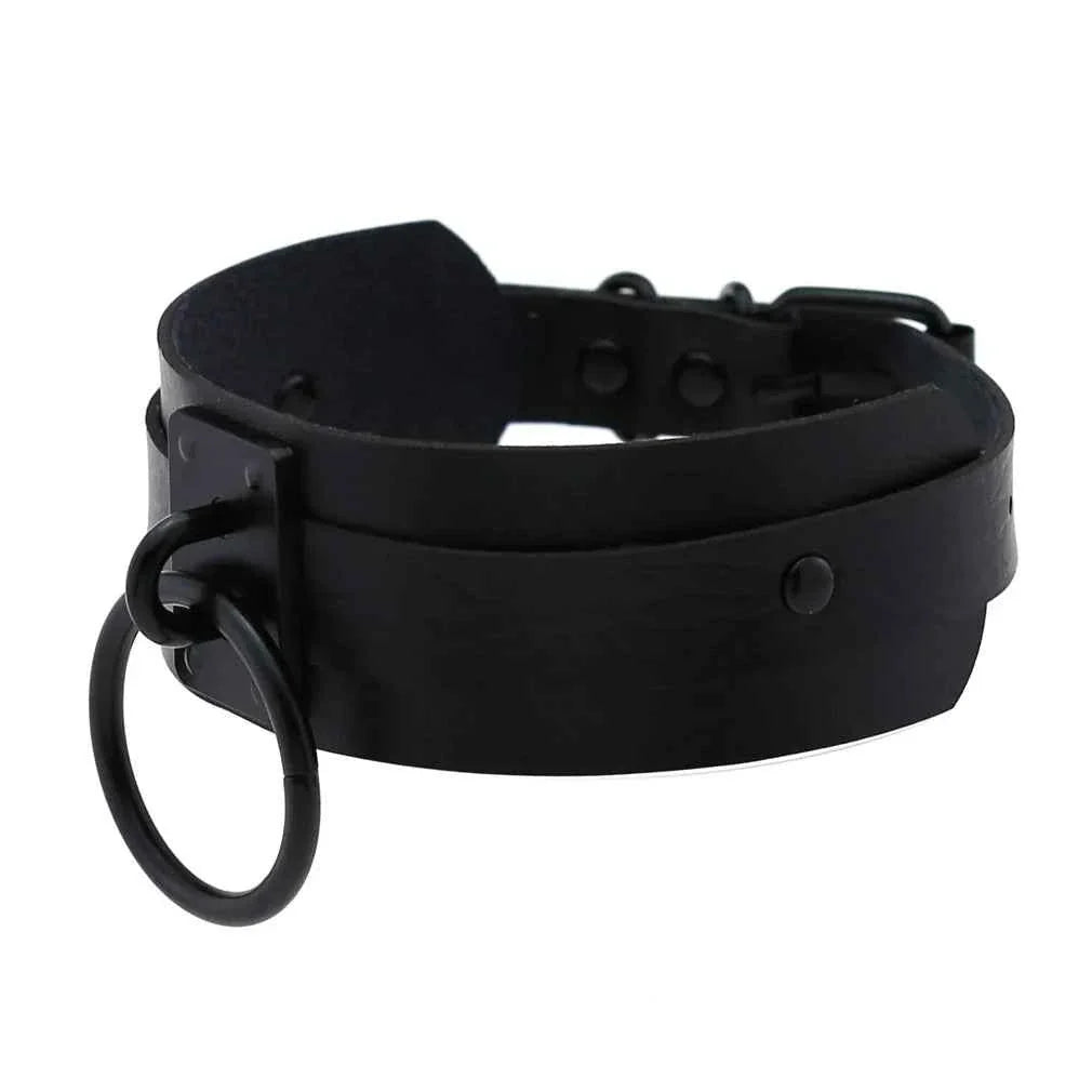 Metal Leather Choker Collar Goth Fashion Accessories