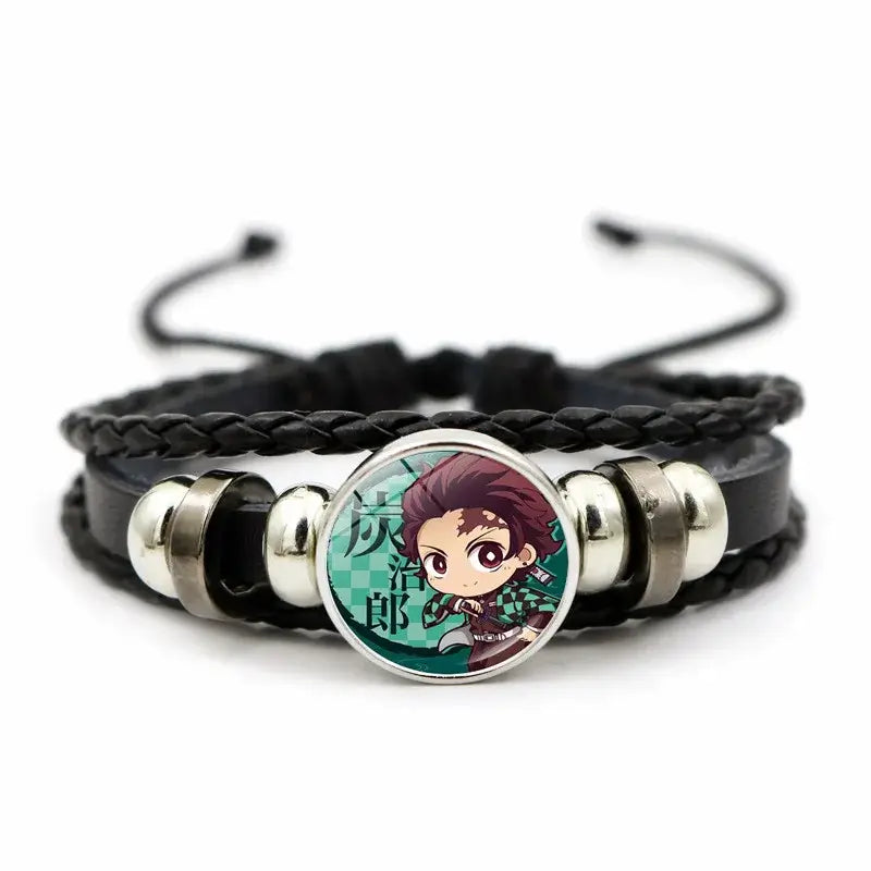 Demon Slayer Bracelet: Tanjiro & Nezuko Leather Charm