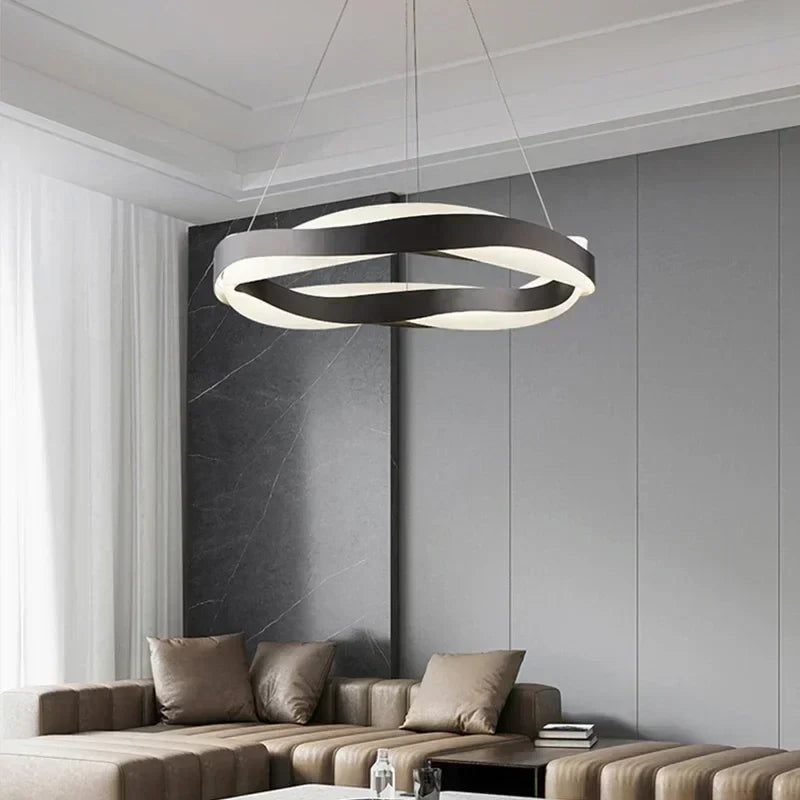DecorBites™ Elegant Black Circle Chandeliers | Luxury Acrylic Pendant Light for Home Living Room