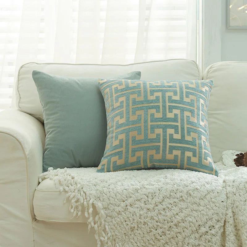 DecorBites™ Geometric Chenille Throw Pillowcase: Hidden Zipper Cushion Cover for Home Decor