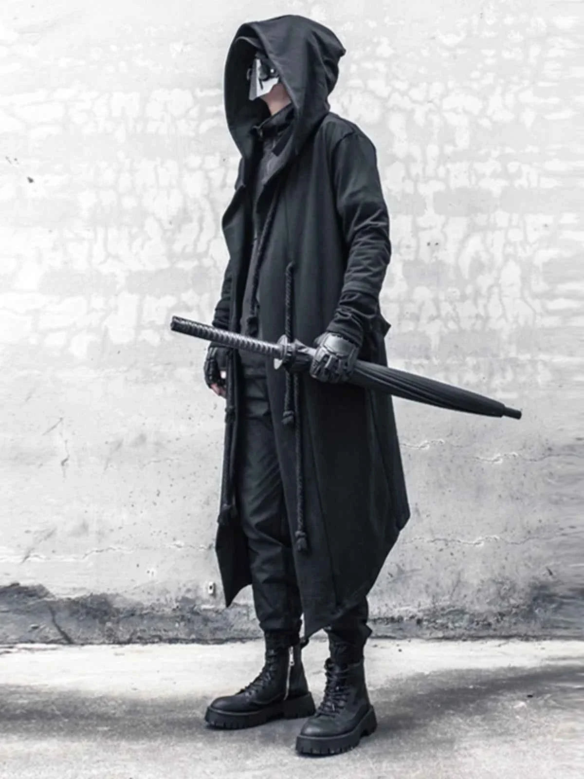 Men's Large Size Windbreaker Gothic Style Hoodie Long