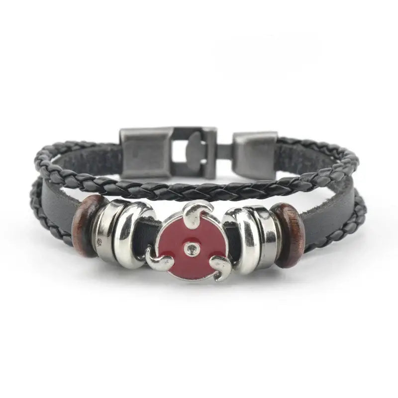 Anime Woven Cowhide Bracelet – Multilayer Buckle Gift