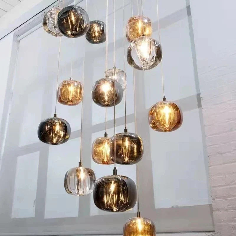 DecorBites™ Crystal LED Chandelier: Modern Staircase Pendant Light for Stylish Home Decor