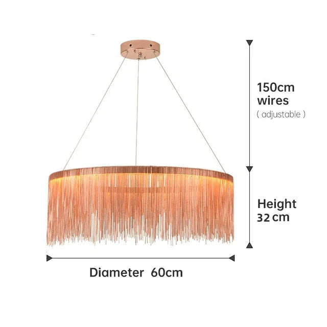 DecorBites™ Gold Chain Chandelier with Remote Control - Modern LED Pendant Light for Home Décor