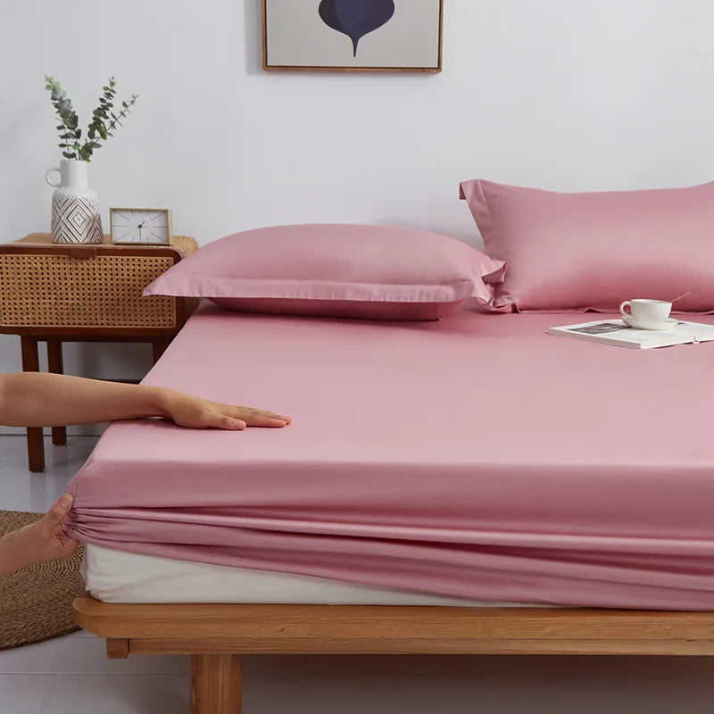 DecorBites™ Cotton Fitted Sheet Set Cozy Bedsheet Pillowcases King Twin Queen Full Size