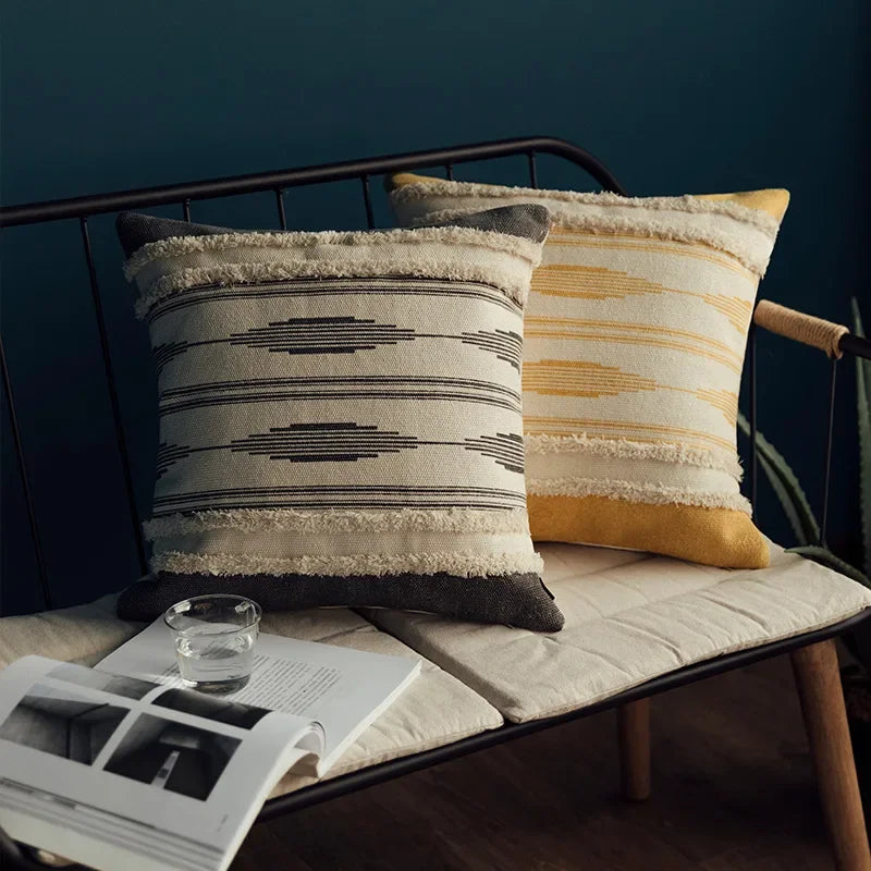 DecorBites™ Geometric Tufted Tufted Cushion Cover Set 45x45cm, Moroccan Style Handmade
