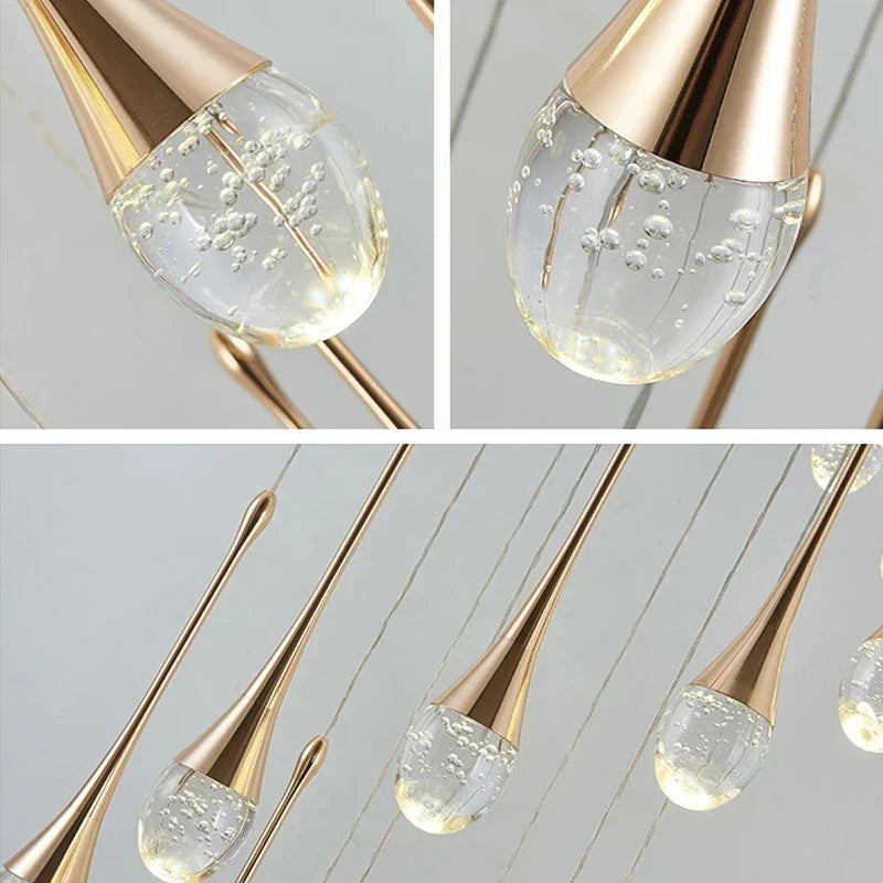 DecorBites™ Crystal LED Chandeliers: Luxury Long Staircase Hanging Lights for Living Room Lobby