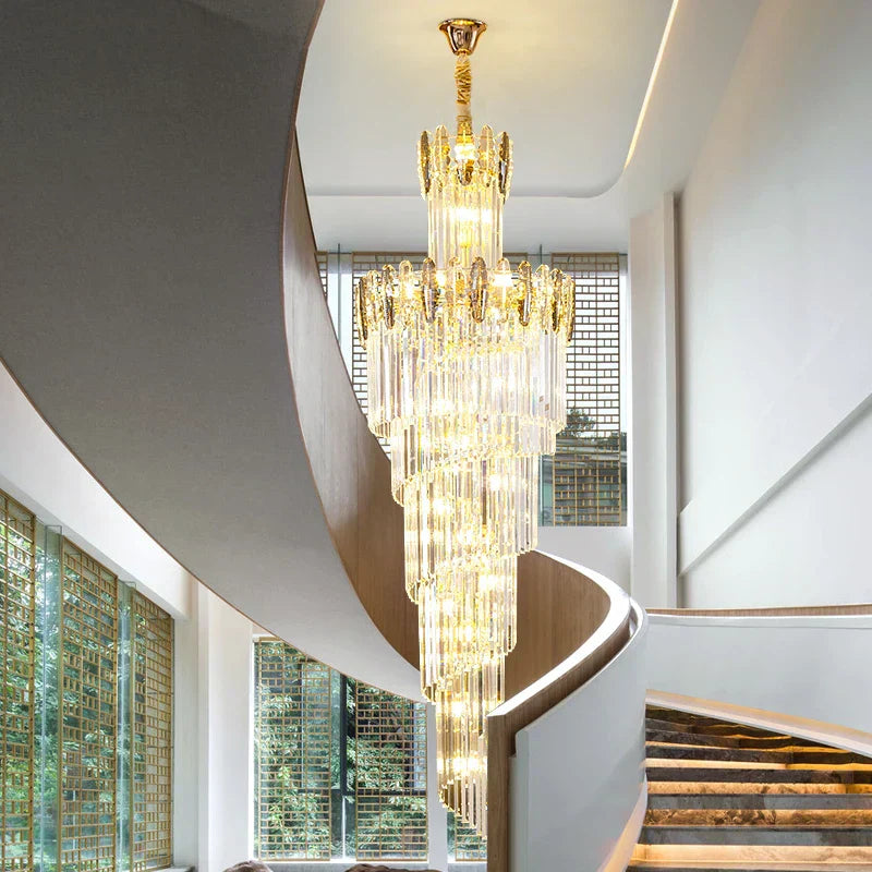 DecorBites™ Crystal Chandelier: Modern Minimalist Duplex Living Room Luxury Light