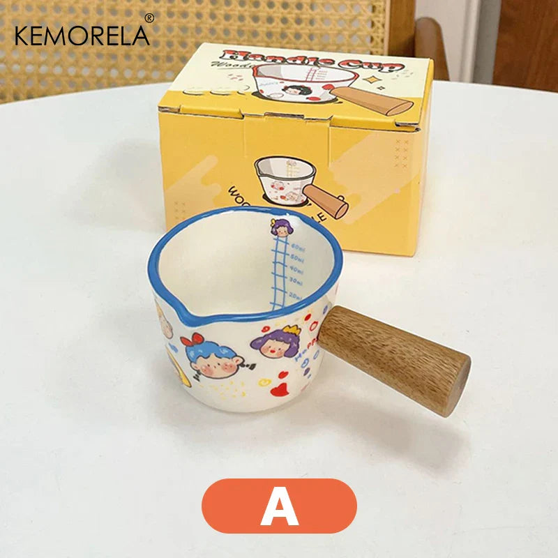 DecorBites™ Italian Ceramic Measuring Cups - Set of 3 | Espresso Extraction, Milk Cup with Scale