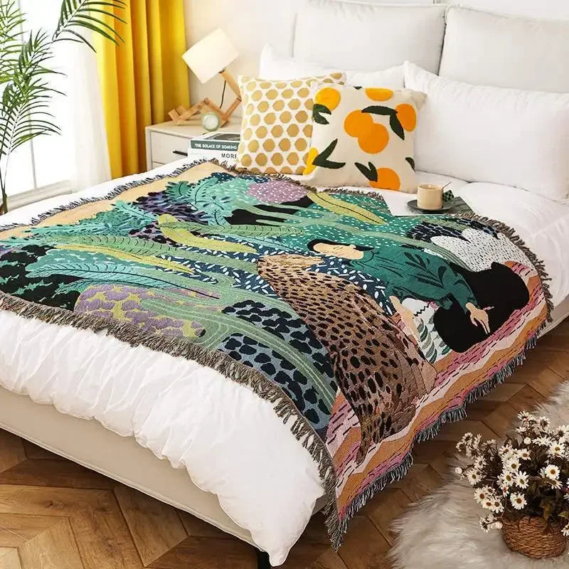 DecorBites™ Double-sided Ethnic Tapestry Sofa Blanket