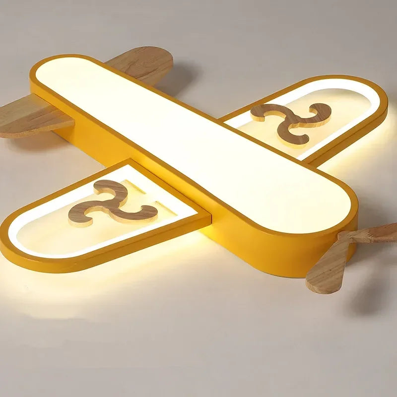 DecorBites™ Kids LED Wood Ceiling Light in Yellow & Blue - Minimalist Design