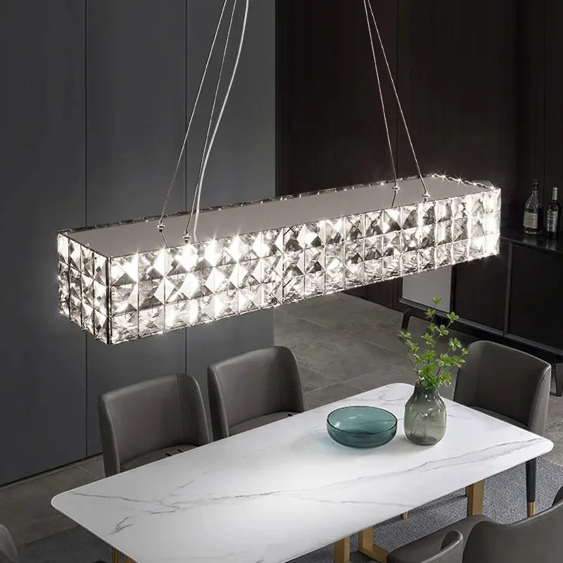 DecorBites™ Crystal LED Chandelier: Modern Luxury Chrome Steel & Clear K9 Crystal Lighting