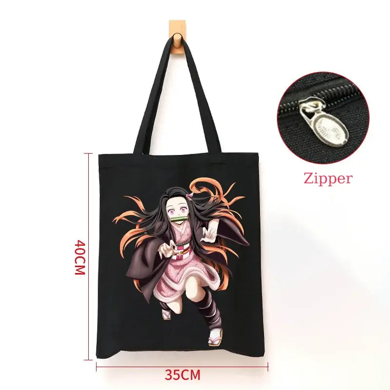 Demon Slayer Canvas Bag: Nezuko & Tanjiro Zipper Tote