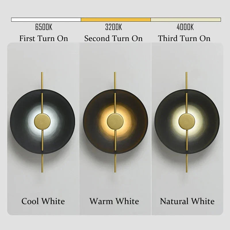DecorBites™ Gold Circle LED Wall Light 10W, Postmodern Black Sconce for Foyer, Bedside, Hotel, Aisle