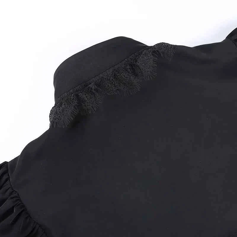 Gothic Lantern Sleeve Long Sleeve Crop Blouse