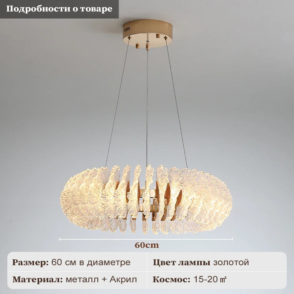 DecorBites™ Coral Flower Crystal Chandelier: Modern Luxury LED Pendant Lighting for Home
